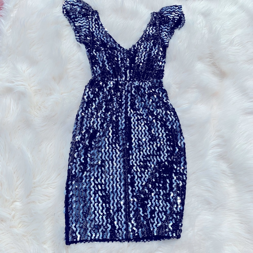 Sequin silver/pewter evening dress